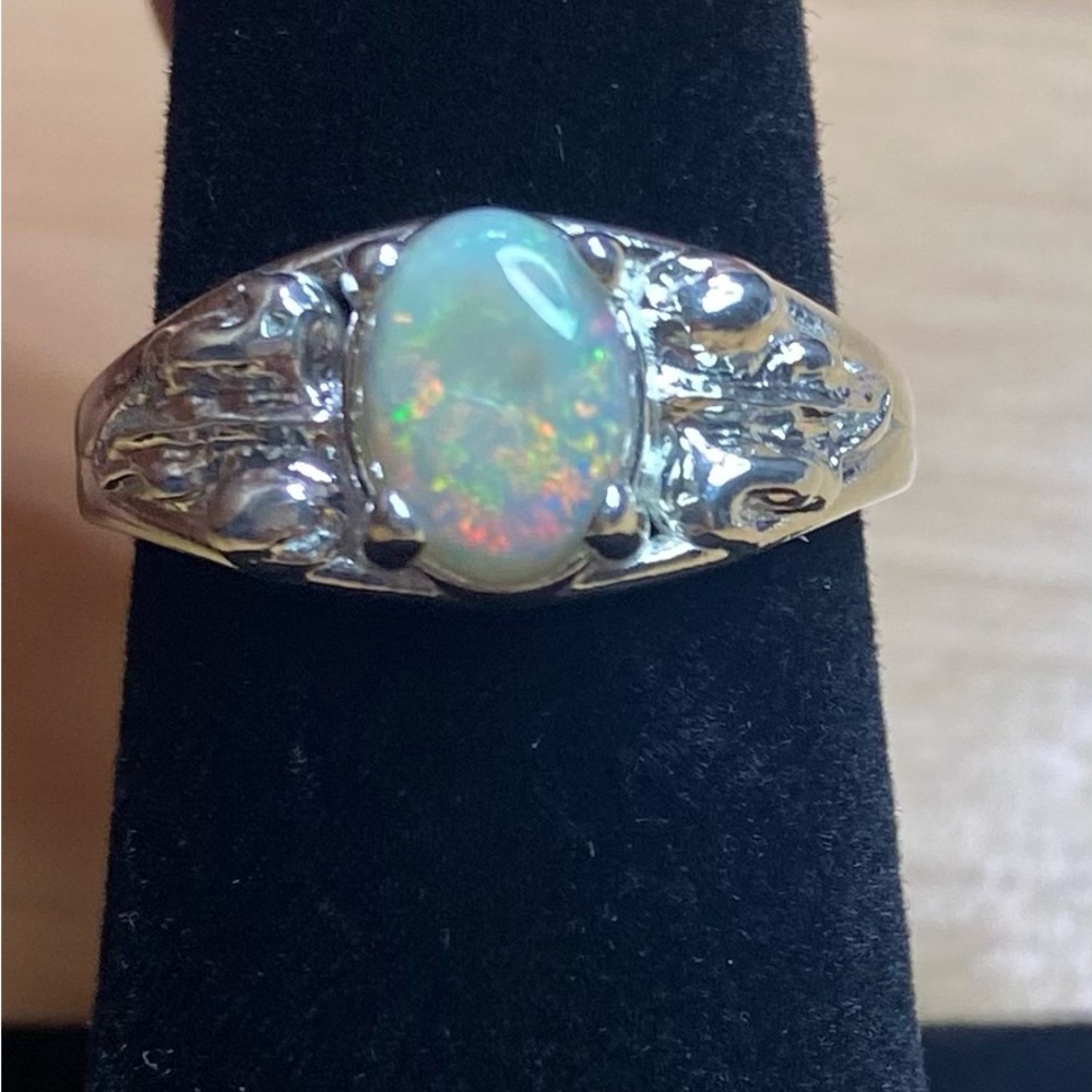 ❌Sold❌Australian Opal Sterling Silver Ring from Coober Pedy